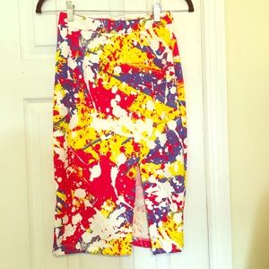 Abstract Print Pencil Skirt